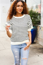 Load image into Gallery viewer, You&#39;ve Got This Ivory &amp; Black Wavy Stripe Pattern Sweater Top
