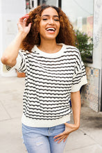 Load image into Gallery viewer, You&#39;ve Got This Ivory &amp; Black Wavy Stripe Pattern Sweater Top
