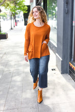 Load image into Gallery viewer, Rust Hacci Dolman Pocketed Sweater Top
