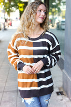 Load image into Gallery viewer, Striped Color Block Sweater in Camel &amp; Charcoal
