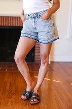 Load image into Gallery viewer, Light Wash High Rise Raw Hem Distressed Denim Shorts
