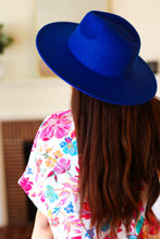 Load image into Gallery viewer, Felt Hard Rim Fedora Hat in Blue
