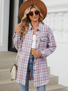 Plaid Collared Neck Long Sleeve Shirt (multiple color options)