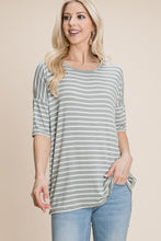 Load image into Gallery viewer, Striped Round Neck T-Shirt in Sage
