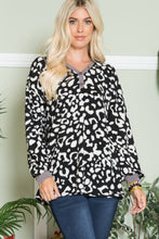 Load image into Gallery viewer, Leopard V-Neck Long Sleeve Blouse
