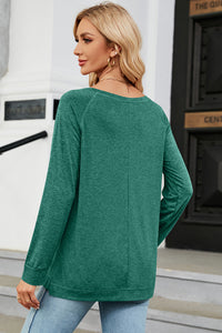 Heathered Round Neck Long Sleeve Top (multiple color options)