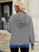 Load image into Gallery viewer, Drawstring Striped Zip Up Long Sleeve Hoodie (multiple color options)
