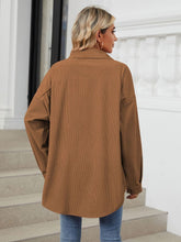 Load image into Gallery viewer, Collared Neck Long Sleeve Dropped Shoulder Shirt (multiple color options)
