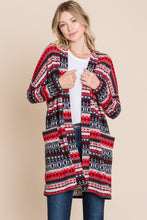 Load image into Gallery viewer, Geometric Open Front Long Sleeve Cardigan with Pockets
