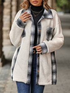 Plaid Contrast Dropped Shoulder Coat (multiple color options)