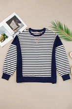 Load image into Gallery viewer, Striped Round Neck Long Sleeve Sweatshirt
