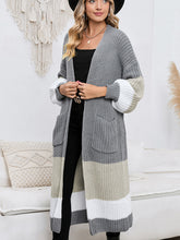 Load image into Gallery viewer, Color Block Long Sleeve Pocketed Cardigan
