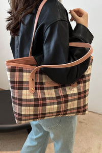 Plaid PU Leather Tote Bag (multiple color options)