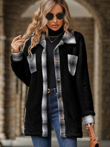 Plaid Contrast Dropped Shoulder Coat (multiple color options)