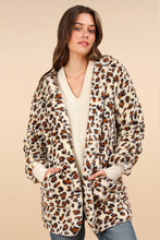 Load image into Gallery viewer, Fuzzy Leopard Long Sleeve Hooded Jacket
