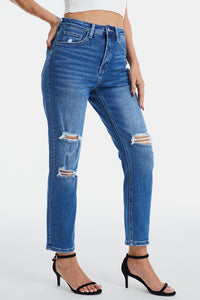 Distressed High Waist Mom Jeans by Bayeas