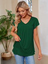 Load image into Gallery viewer, Ruched V-Neck Short Sleeve Top  (multiple color options)
