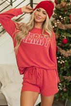 Load image into Gallery viewer, MERRY Round Neck Long Sleeve Top and Shorts Lounge Set (multiple color options)
