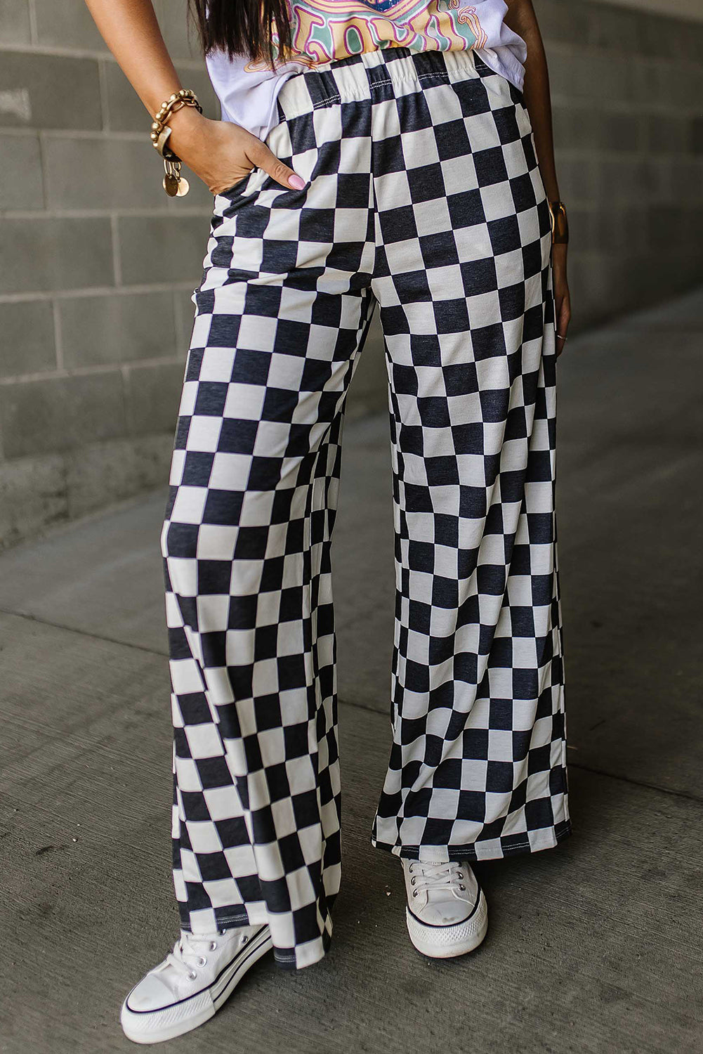 Checkered Wide Leg Pants (2 color options)