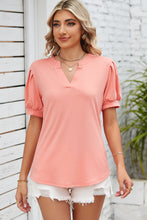 Load image into Gallery viewer, Notched Ruched Short Sleeve Top (multiple color options)
