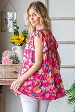 Load image into Gallery viewer, Floral Ruffle Sleeve Tiered Blouse
