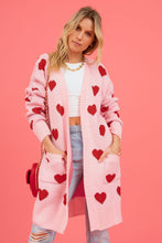 Load image into Gallery viewer, Heart Graphic Open Front Cardigan with Pockets (multiple color options)
