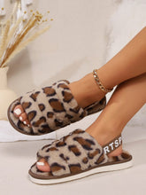 Load image into Gallery viewer, Leopard Faux Fur Open Toe Slippers
