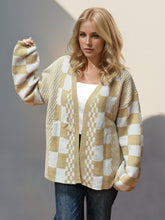 Load image into Gallery viewer, Checkered Open Front Dropped Shoulder Cardigan (2 color options)
