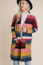 Load image into Gallery viewer, Color Block Striped Open Front Cardigan
