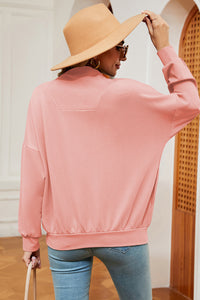 Half Zip Dropped Shoulder Sweatshirt (multiple color options)