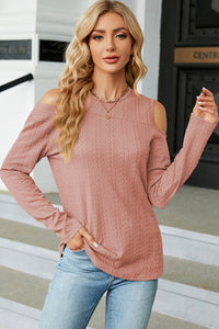 Round Neck Cold Shoulder T-Shirt (multiple color options)