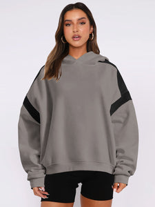 Contrast Dropped Shoulder Long Sleeve Hoodie (multiple color options)