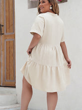 Load image into Gallery viewer, Lace Detail Notched Short Sleeve Dress
