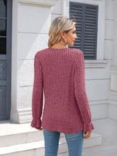 Load image into Gallery viewer, Lace Detail V-Neck Long Sleeve Top (multiple color options)
