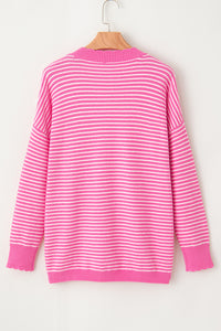 Striped V-Neck Dropped Shoulder Sweater (2 color options)