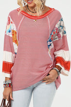 Load image into Gallery viewer, Striped Floral Patchwork Round Neck Top (multiple color options)
