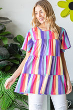 Load image into Gallery viewer, Short Sleeve Striped Tiered Top
