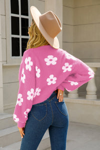 Floral Open Front Fuzzy Cardigan (multiple color options)