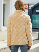 Load image into Gallery viewer, Fuzzy Checkered Zip Up Jacket (multiple color options)
