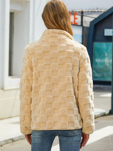 Fuzzy Checkered Zip Up Jacket (multiple color options)