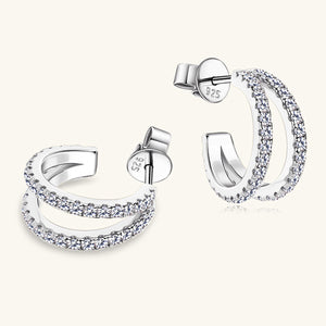 Moissanite 925 Sterling Silver C-Hoop Earrings (silver or gold)