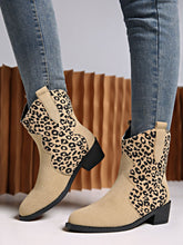 Load image into Gallery viewer, Leopard Suede Block Heel Boots (2 color options)
