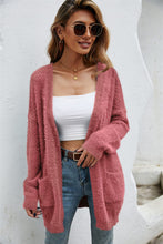 Load image into Gallery viewer, Open Front Openwork Fuzzy Cardigan with Pockets (multiple color options)
