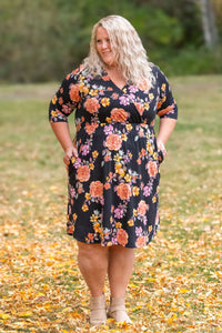 Taylor Dress in Black Fall Floral Mix