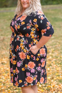 Taylor Dress in Black Fall Floral Mix