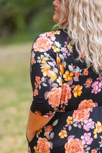 Taylor Dress in Black Fall Floral Mix