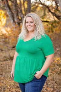 Sarah Ruffle Short Sleeve in Green