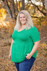 Sarah Ruffle Short Sleeve in Green