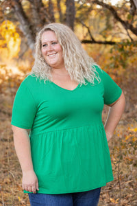 Sarah Ruffle Short Sleeve in Green