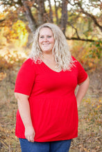 Load image into Gallery viewer, Sarah Ruffle Short Sleeve in Red
